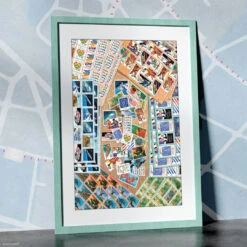 USPS "U.S. Stamps Of The 80's" 1000 Piece Puzzle -Game Sale Store USPS80sPZ graphic framed